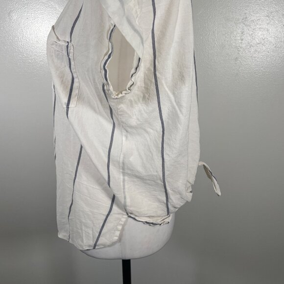 Lucky Brand Shirt Top Womens Small White Striped Cotton Collared Button Front - Picture 8 of 16